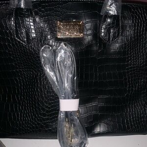 Studio I Black Crocodile Embossed Women's Bag